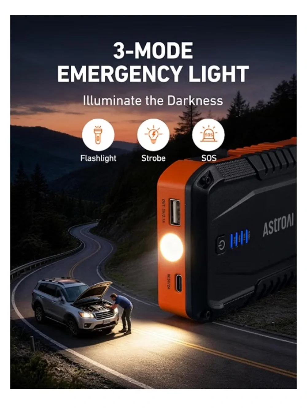 StroAI S8 Car Battery Jump Starter 1500A 12V Lithium Portable Jump Box